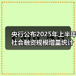 央行公布2025年上半年社会融资规模增量统计数据报告(图3) 央行公布2025年上半年社会融资规模增量统计数据报告(图3)